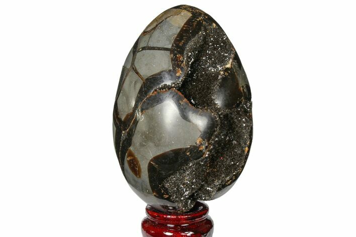 Septarian Dragon Egg Geode - Black Crystals #120903